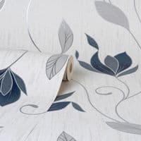 Crown Synergy Floral Navy Trail M1716 Wallpaper